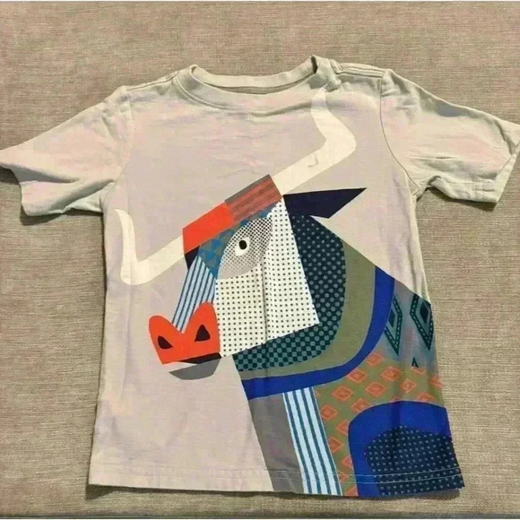 TEA‎ COLLECTION Boys Longhorn Buffalo Horns Gray Short Sleeve Tee Size 5 - Picture 1 of 4